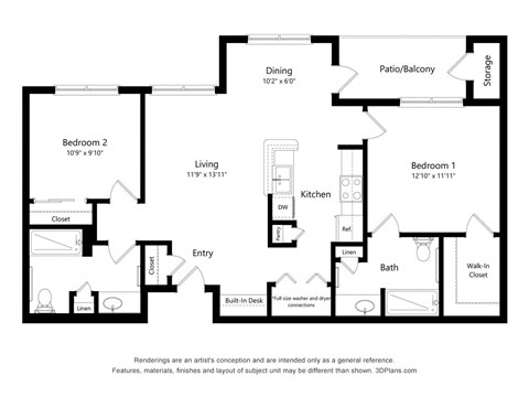 The Portofino_2D_2Bedroom_2Bathroom at The Portofino 55+ Apartments, Pasadena Texas